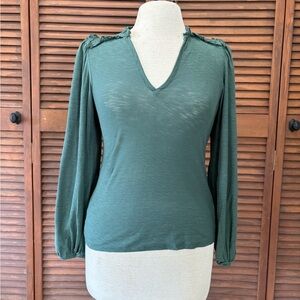 Nation LTD Deep Green V-Neck Blouse